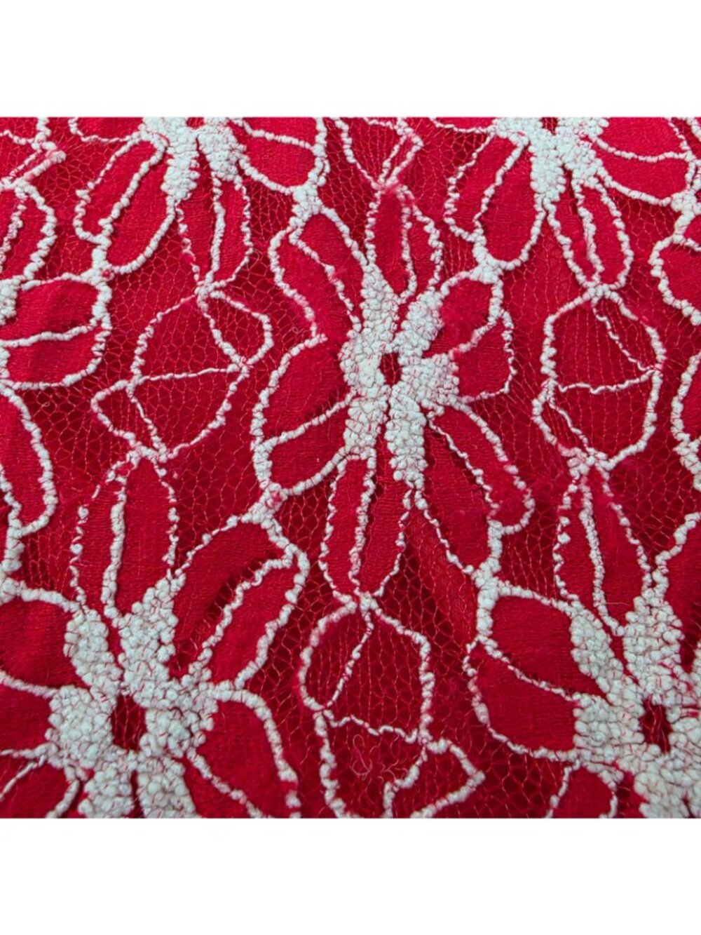 Haani Lace Dress Medium Red Floral Bell Sleeve Fit Flare Boho Romantic Coquette - Picture 14 of 15
